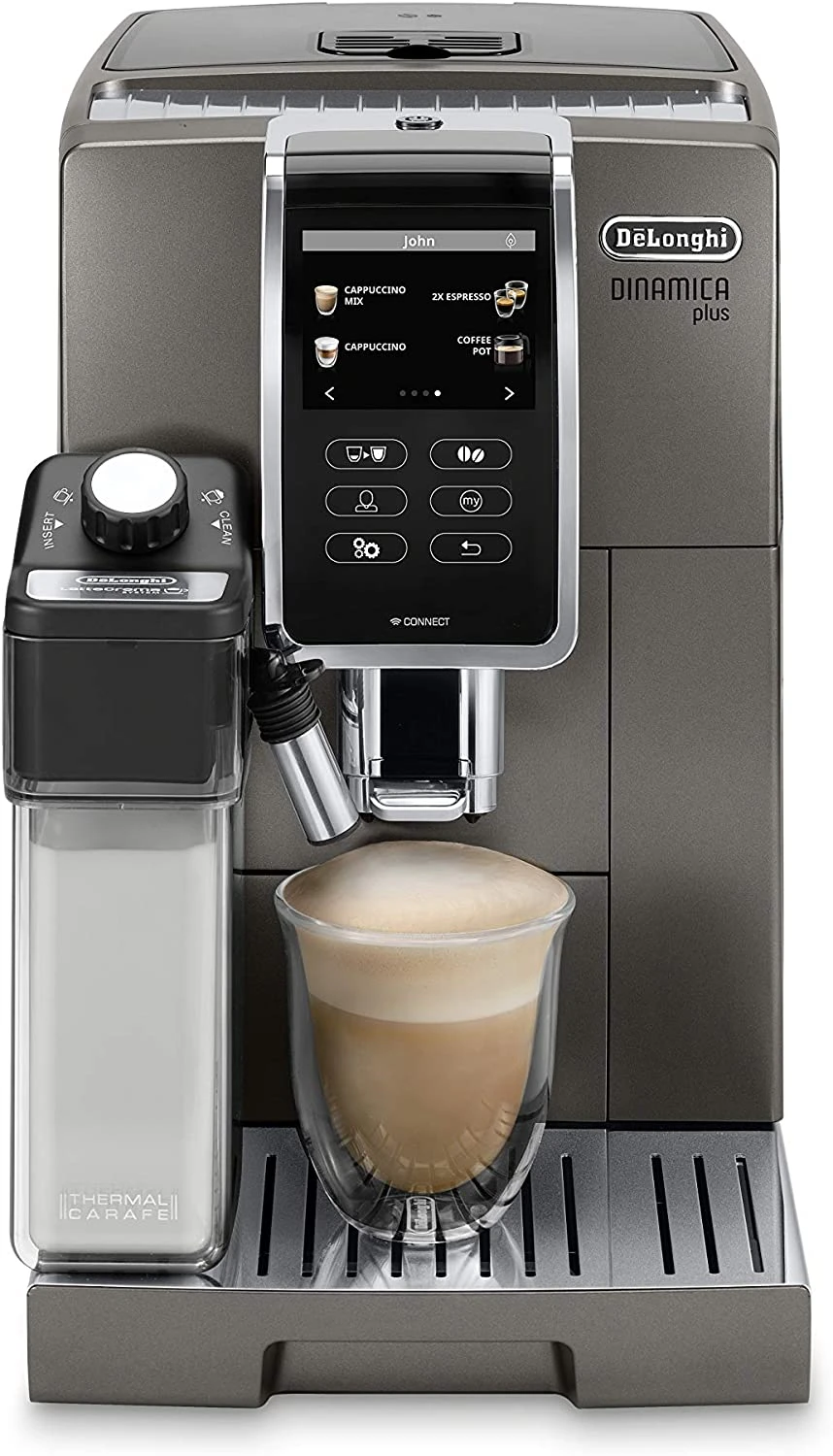 Delonghi Dinamica Plus, Smart Coffee & Espresso Machine With Coffee Link Connectivity App + Automatic Milk Frother, Titanium - ECAM37095TI 12 Delonghi Dinamica Plus, Smart Coffee & Espresso Machine With Coffee Link Connectivity App + Automatic Milk Frother, Titanium - ECAM37095TI - Image 10