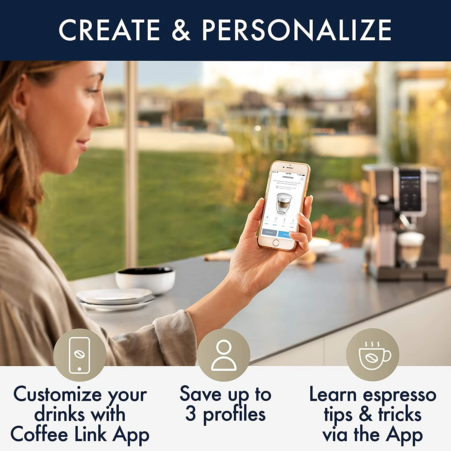 Delonghi Dinamica Plus, Smart Coffee & Espresso Machine With Coffee Link Connectivity App + Automatic Milk Frother, Titanium - ECAM37095TI 7 Delonghi Dinamica Plus, Smart Coffee & Espresso Machine With Coffee Link Connectivity App + Automatic Milk Frother, Titanium - ECAM37095TI - Image 5