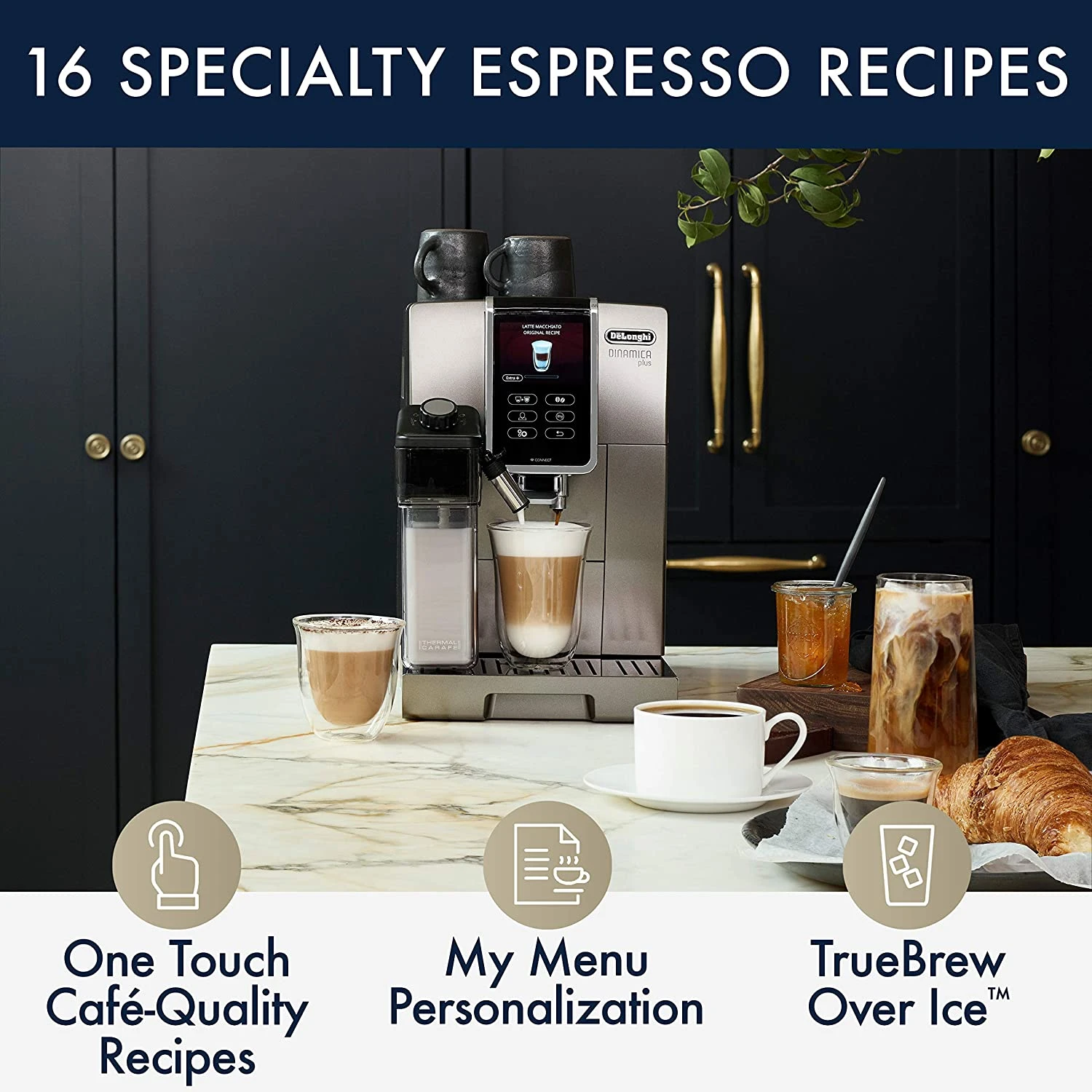 Delonghi Dinamica Plus, Smart Coffee & Espresso Machine With Coffee Link Connectivity App + Automatic Milk Frother, Titanium - ECAM37095TI 9 Delonghi Dinamica Plus, Smart Coffee & Espresso Machine With Coffee Link Connectivity App + Automatic Milk Frother, Titanium - ECAM37095TI - Image 7
