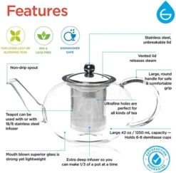 GROSCHE Joliette - 1250ml/42 Fl. Oz Glass Teapot 7 GROSCHE Joliette - 1250ml/42 Fl. Oz Glass Teapot -Coffee Related Shop JolietteGlassTeapot infographic 540x 600x3 e5a0f523 1546 4796 9336 25a3ffa0859e